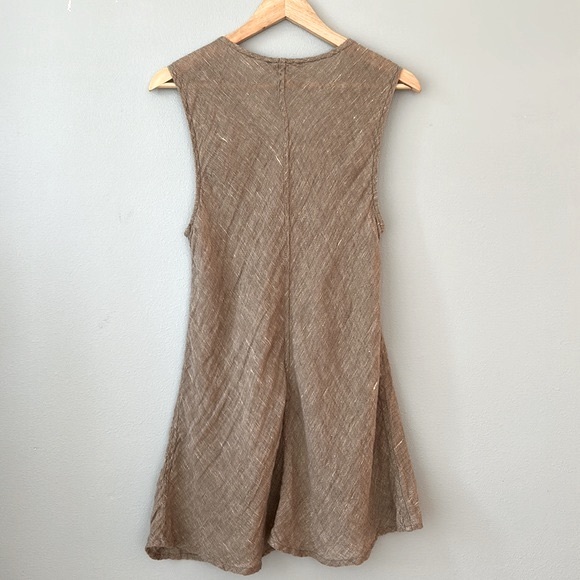 Flax • Natural Tan Linen Sleeveless Tank Tunic Top Mini Dress Size Medium - Picture 9 of 16